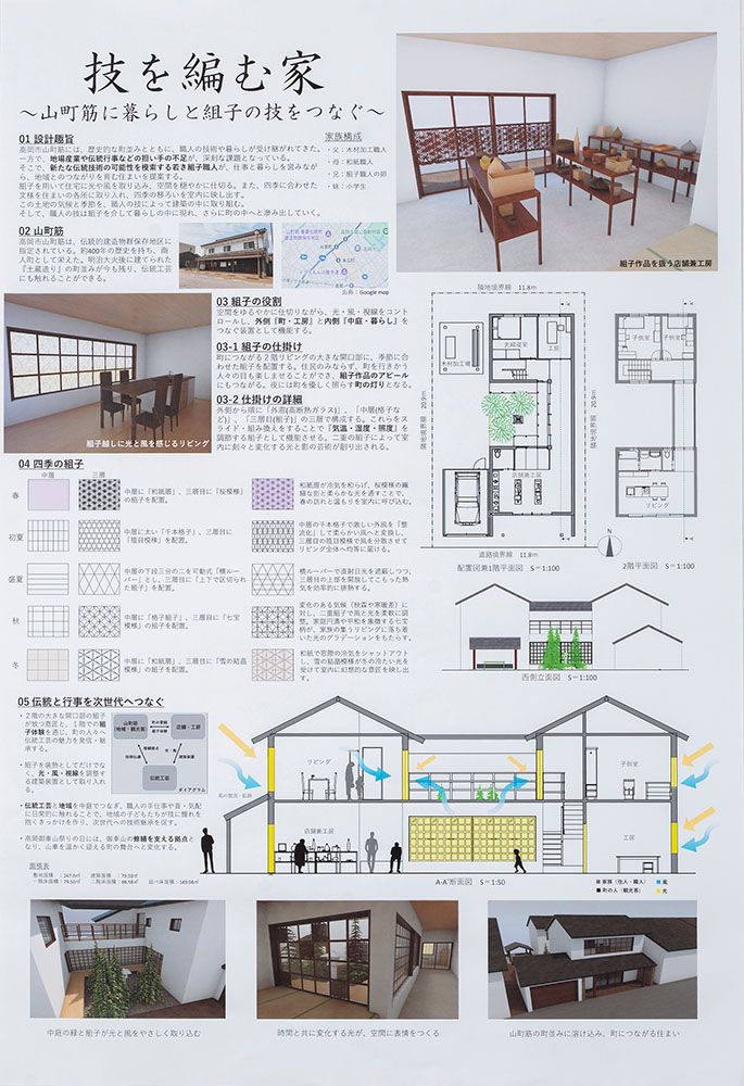 佳作　技を編む家 ～山町筋に暮らしと組子の技をつなぐ～　山元 力斗　富山県立高岡工芸高等学校3年